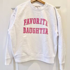 Favorite Daughter collegiate sweatshirt white with neon pink size XS